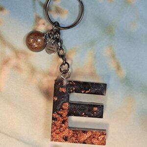 Xuxu's Collection Handmade Resin Keychain – Letter “E” with Crystal Charm